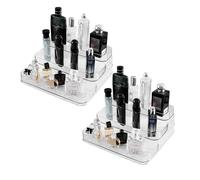Solution de rangement peu encombrante à trois étagères pour parfums, 2 supports de rangement, forte capacité de charge, comptoir de salle de bain, étagère à trois niveaux, lotion transparente 2 pièces