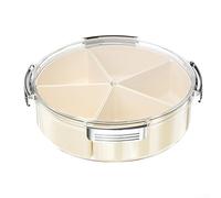 Solution de service avec compartiments divisés pour bonbons, noix, biscuits, fruits et légumes frais à la maison ou lors d'événements (lait argenté, rond)