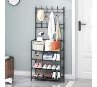 Solution Debout au Sol pour Les vêtements, Le Chapeau et Le Rangement des Chaussures à Grande capacité, pour Une Utilisation dans Les Salons, Les entrées, Les Cuisines. Noir Four Layers 60cm