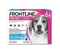 FRONTLINE Tri-Act - Anti Puces, Tiques, Moustiques, Phlébotomes & Mouches - Pour Chien Moyen De 10 à 20 kg - Fabriqué En France - 6 Pipettes Application Spot On