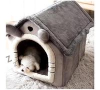 SOLUZIONIGIARDINO Niche pour chiens et chats 45 x 40 x 45 cm, Niche douce pour chiens de petite taille, Lit pour animaux gris, confortable Igloo pour chiots pliable