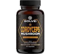 Solve Labs® ● Premium Cordyceps Capsules ● 43% Beta-D-Glucans ● 10:1 Extract ● Zero Fillers & Additives ● 30G ● 60 Capsules 1 Month Supply
