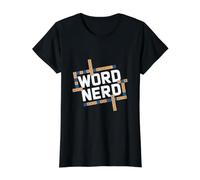 Solveur de Mots croisés Nerd de Mots T-Shirt Graphique avec Valeur, Femme, Noir, XS