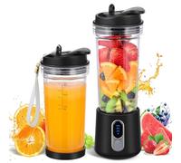 SOLVIEW Blender Portable, 500ml Sans BPA Mixeur Smoothie, 18000 TR/min Puissant Mixeur Smoothie avec 4 Lames, 300W Mini Mixeur USB-C Rechargeable, Mini Blender Avec Paille, Couvercle de Voyage et Bros