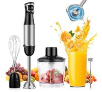 SOLVIEW Mixeur Plongeant, 5-en-1 Mixeur Plongeur Multifonction 1500W, Vitesse Variable Sans Paliers, avec Fouet, Mousseur, Hachoir de 500ml et Verre Doseur 600 ml, Tige Amovible