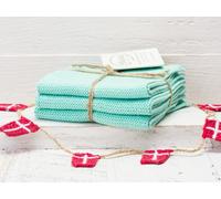 Solwang Chiffon Aqua Brodé 3er Serviette de Cuisine Linge à Vaisselle Mop