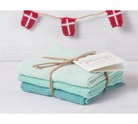 Solwang Chiffon Aqua Pétrole Combi Brodé 3er Set Serviette de Cuisine Rinçage