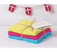 Solwang Chiffon Citron Vert Rose Turquoise Combi Brodé 3er Set Serviette