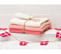 Solwang Chiffon Crème Poudre Combi Brodé 3er Set Serviette de Cuisine Nettoyage