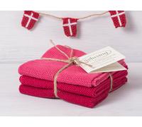 Solwang Chiffon Himbeere Combi Brodé 3er Set Serviette Linge à Vaisselle Chiffon