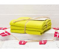 Solwang Chiffon Zitronelle Brodé 3er Set Serviette Linge à Vaisselle Jaune
