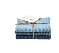 Solwang Lot de 3 chiffons de nettoyage en 100 % coton Öko-Tex Bleu rustique 25 x 25 cm Chiffon de nettoyage en acier inoxydable