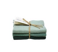 Solwang Lot de 3 serpillères tricotées rustiques - Vert