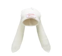 Solyinne Bonnet Tricoté Mignon Lapin Longues Oreilles - Chapeau d'Hiver Chaud Amusant - Crochet Tête de Mort - Chapeau d'Extérieur Souple, Blanc, Taille Unique