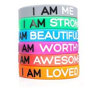 Solza Bracelets Inspirants en Silicone de Ensemble de 6 Pièces en Caoutchouc Bracelets, 6 Couleurs et Messages Différents pour Illuminer votre Journée | Taille Unisexe pour Adultes, 20 cm x 1 cm