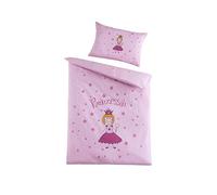 Soma Parure de lit bébé renforcé 100 x 135 cm avec housse de couette et taie d'oreiller 40 x 60 cm Princesse Rose