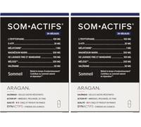 Somactifs - Complement Alimentaire Sommeil Adulte - Melatonine, Magnésium Marin, Valériane, Huiles Essentielles - Aragan - 30 Gélules (Lot de 2)