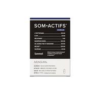 Somactifs - Complement Alimentaire Sommeil Adulte - Melatonine, Magnésium Marin, Valériane, Huiles Essentielles - Aragan - 30 Gélules