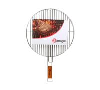 SOMAGIC-Grille ronde Somagic double acier chromé et manche en bambou - diamètre 41 cm