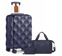 Somago Valise rigide à roulettes légères avec serrure TSA, bleu marine, Carry on 20-inch