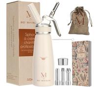 SO'MAISON Siphon Chantilly 500ml- Design Crème Vintage- Cahier de Recettes à Compléter- Siphon Cuisine en Aluminium pour Crème Chantilly et Mousses- Matériel de Pâtisserie Professionnel
