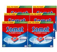 Somat Classic Power Tablettes pour lave-vaisselle, 420 tablettes (6 x 70 pastilles), tablettes pour lave-vaisselle avec pouvoir dégraissant pour un nettoyage puissant, tablettes de vaisselle pour une