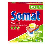 Somat Tablettes tout-en-1 pour lave-vaisselle Citron & citron vert, 57 tablettes XXL pour un nettoyage puissant avec fonction neutralisateur d'odeurs