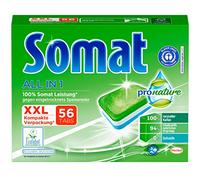 Somat Tablettes tout en 1 Pro Nature pour lave-vaisselle 56 tablettes respectueuses de l'environnement avec 100 % de puissance Somat avec film hydrosoluble
