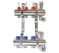 Somatherm - Collecteurs plancher chauffant - Collecteurs PCBT F 1'' avec débitmètres 3 départs M 3/4EK Laiton chromé