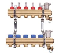 Somatherm - Collecteurs plancher chauffant - Collecteurs PCBT F 1" avec débitmètres 3 départs M 3/4EK Laiton brut -