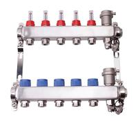 Somatherm - Collecteurs plancher chauffant - Collecteurs PCBT F 1" avec débitmètres 7 départs M 3/4EK Inox -