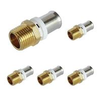 SOMATHERM FOR YOU - /5608-16-15 - Raccord droit Mâle à sertir pour tube Multicouche Ø16 - Mâle 15/21 (1/2'') Permet de raccorder un tube Multicouche de diamètre Ø16 Gris (Lot de 5)