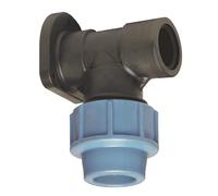 SOMATHERM FOR YOU, Applique murale en plastique pour tube PE D25, femelle 20/27, serrage extérieur, étanchéité nitrile, pression max 16 bars, idéale pour arrosage de surface