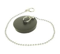 SOMATHERM FOR YOU, Bouchon PVC Noir 40/45 mm avec chaînette de 300 mm - Idéal pour évier, livré avec 2 Anneaux brisés - Compatible Eau Chaude et Froide, Durable et Pratique