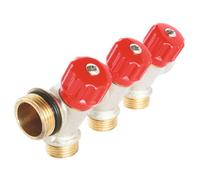 SOMATHERM FOR YOU, Collecteur de distribution 3 sorties à portée plate Easy Lock M15/21 avec vannes, en laiton nickelé, pour installations sanitaires et de chauffage, étanchéité optimale