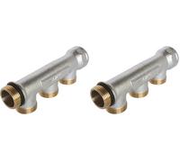 SOMATHERM FOR YOU, Collecteur de distribution 3 sorties coniques Easy Lock 3/4" en laiton nickelé, étanchéité par joint torique, idéal pour installations sanitaires et chauffage (Lot de 2)