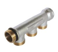 Somatherm – Collecteur de distribution 3 sorties coniques Easy Lock 3/4" laiton nickelé