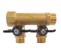 SOMATHERM FOR YOU, Collecteur laiton avec 2 mini-vannes intégrées, entrée femelle 20/27, sorties mâles 20/27 et 15/21, idéal pour installations sanitaires et chauffage