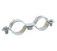 SOMATHERM FOR YOU, Collier de fixation double en acier nickelé pour tube Ø14 mm - Sachet de 10 pièces - Idéal pour maintenir 2 tubes rigides en toute sécurité et fiabilité