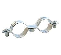 SOMATHERM FOR YOU, Collier de fixation double en acier nickelé pour tube Ø14 mm - Sachet de 5 pièces - Solution économique pour fixer 2 tubes rigides en toute sécurité