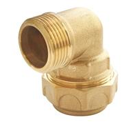 SOMATHERM FOR YOU, Coude laiton pour tube PE Ø32 Mâle 26/34 - Raccord à serrage extérieur - Étanchéité optimale - Résistance à 20 bars - Température max +80°C - Usage eau potable