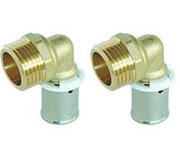 SOMATHERM FOR YOU, Coude mâle à sertir 15/21 pour tubes PER Ø16 - Installation rapide et fiable - Acier inoxydable résistant à la corrosion - Compatible avec outils H, U, RF - 10 bars max (Lot de 2)