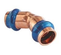 SOMATHERM FOR YOU, Courbe 45° en cuivre à sertir FF Ø16, raccord indémontable conforme EN1057, pression max 16 bars, température max 95°C, joint d'étanchéité EPDM, profil V