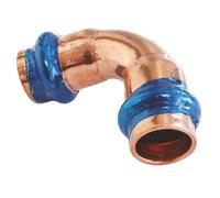 SOMATHERM FOR YOU, Courbe 90° en cuivre à sertir FF Ø16, raccord indémontable conforme EN1057, pression max 16 bars, température max 95°C, témoin de sertissage, joint EPDM