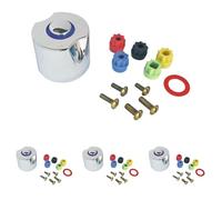 SOMATHERM FOR YOU, Croisillon ABS modèle Aurora pour robinetterie, avec jeu d'entraîneurs et vis inclus, compatible avec toutes les têtes de robinet, couleur gris/argent (Lot de 4)