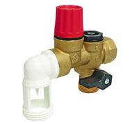 SOMATHERM FOR YOU, Groupe de sécurité NF 3/4" coudé avec siège inox pour eau agressive, adapté à tous chauffe-eaux, vanne d'arrêt, clapet anti-retour, garantie 5 ans