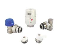 SOMATHERM FOR YOU, Kit Complet avec tête thermostatique à Dilatation de Liquide pour radiateurs 15/21, incluant Corps équerre, coude de réglage, purgeur d'air et Robinet