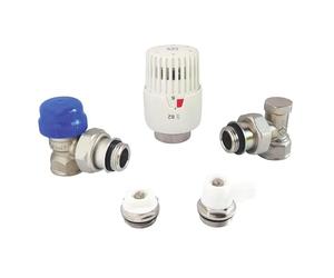 SOMATHERM FOR YOU, Kit Complet avec tête thermostatique à Dilatation de Liquide pour radiateurs 15/21, incluant Corps équerre, coude de réglage, purgeur d'air et Robinet