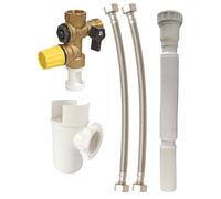 SOMATHERM FOR YOU, Kit complet de raccordement pour chauffe-eau avec groupe de sécurité, siphon, flexible d'évacuation extensible et flexibles sanitaires pour installation facile