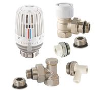 SOMATHERM FOR YOU, Kit de raccordement pour radiateur avec tête thermostatique, équerres universelles, purgeur d'air orientable, bouchon étanche et accessoires pour installation facile